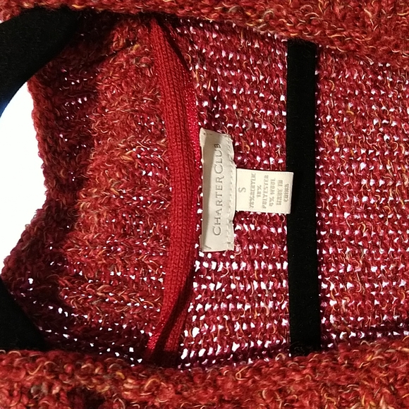 Charter Club One Button Cardigan Size S Red 4% Wool - Picture 3 of 9